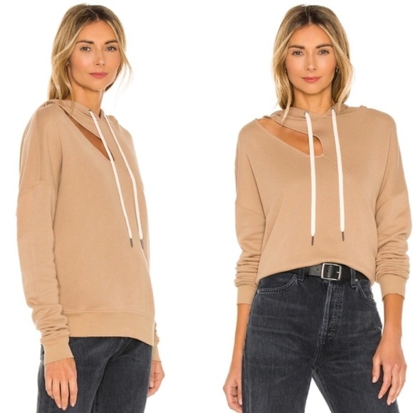 N:philanthropy Fran sweatshirt peakboo cut out neck camel tan women’s size large - Picture 1 of 6